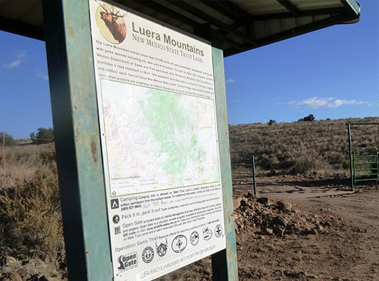 Sign showing map of Luera Mountains area